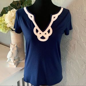 💕Sold on Mercari💕 Nautical Navy Top White Trim